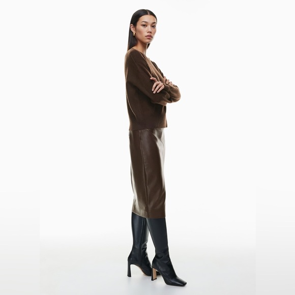 Aritzia Babaton Luxe Brown Cashmere Session Sweater. Size Small. - Picture 5 of 16